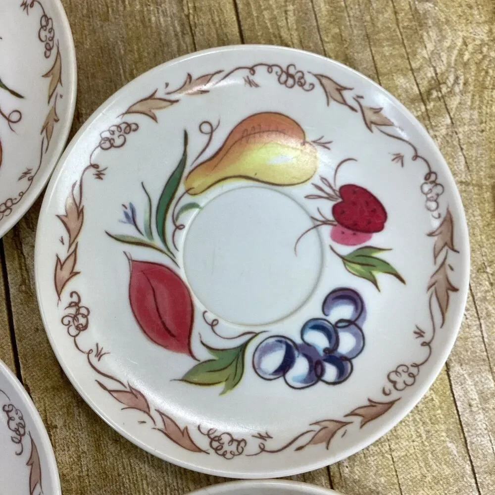 Vintage Fruit Harvest Melamine Plate Saucer Lot Of 7 1960s 5.75